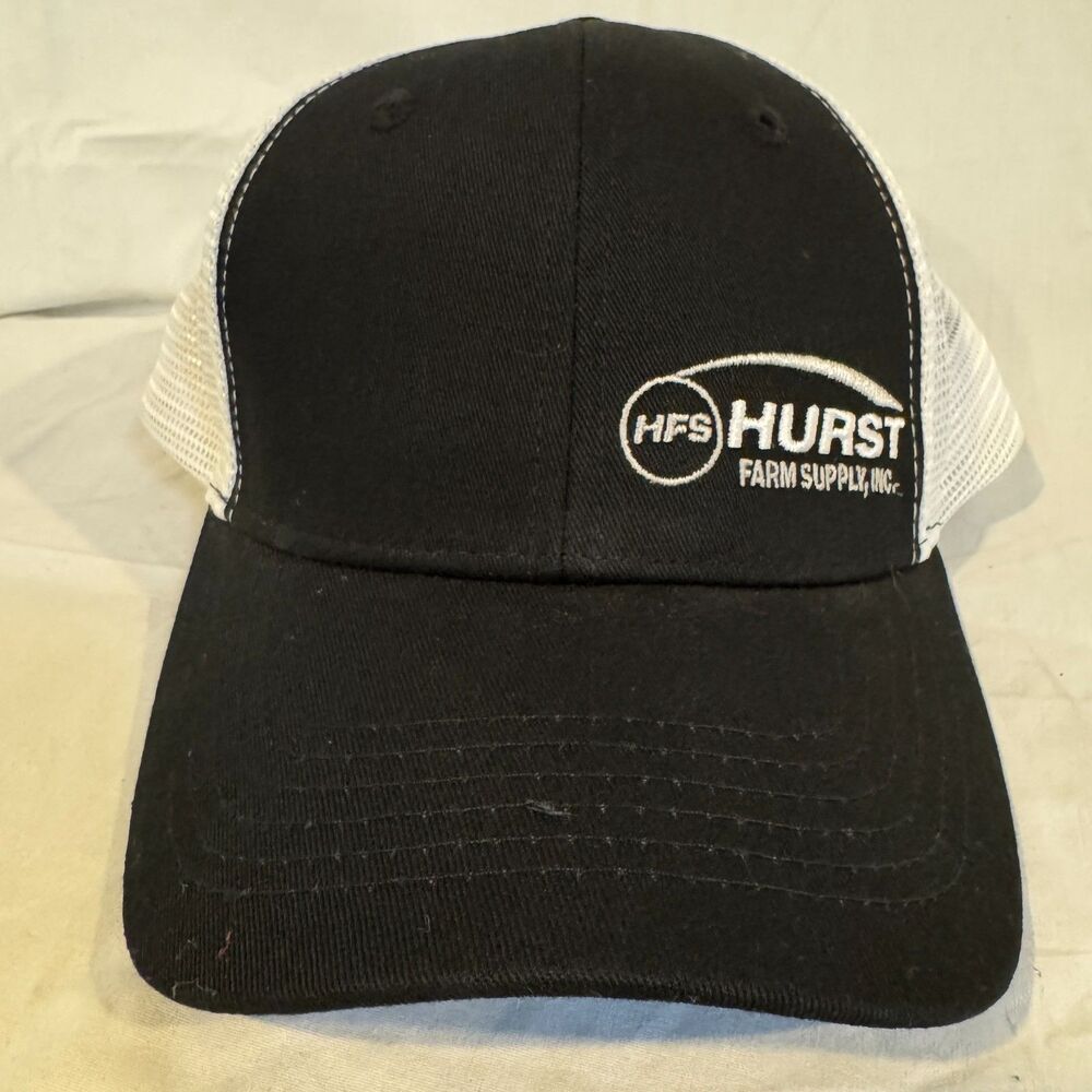 Hurst Farm Supply Trucker Hat Black White John Deere Dealer Snapback Cap OSFM
